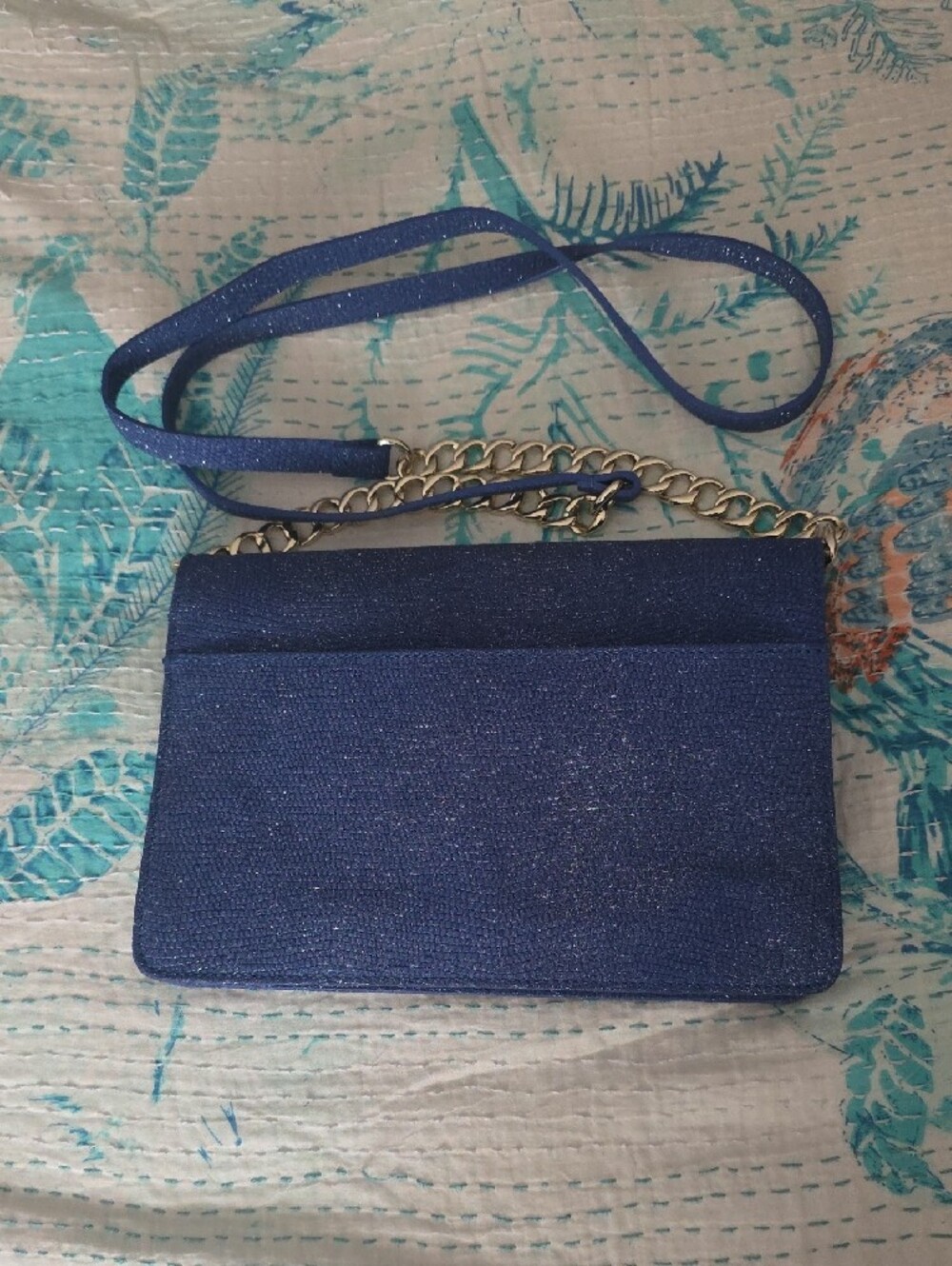 BRAHMIN PURPLE ROYAL BLUE GLITTER SHIMMER PURSE - Picture 4 of 9